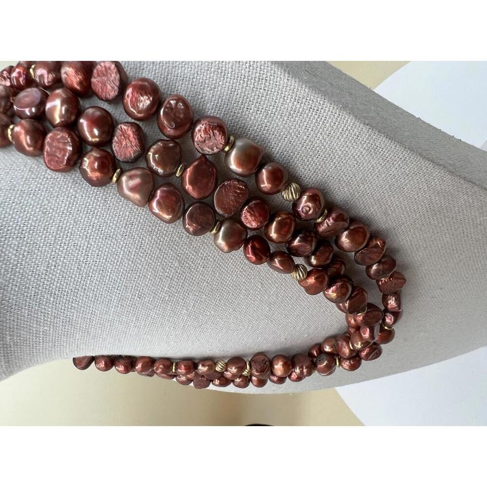 Multi-Strand Red Painted Stone Necklace - Picture 6 of 9